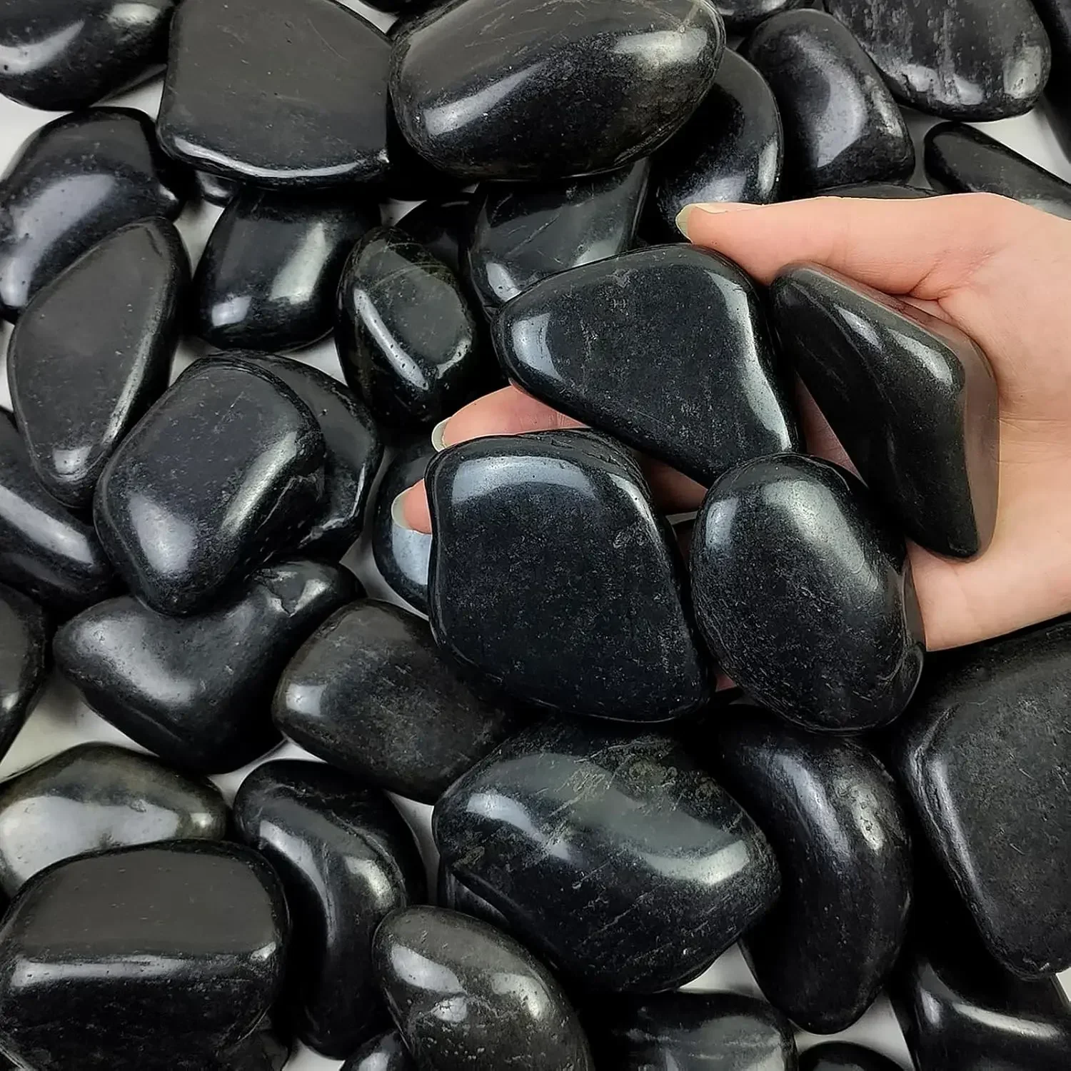Aquarium Decoration Rock - หินแม่น้ำสีดำ 40 ปอนด์ สำหรับจัดสวน, กรวดขนาด 2-3