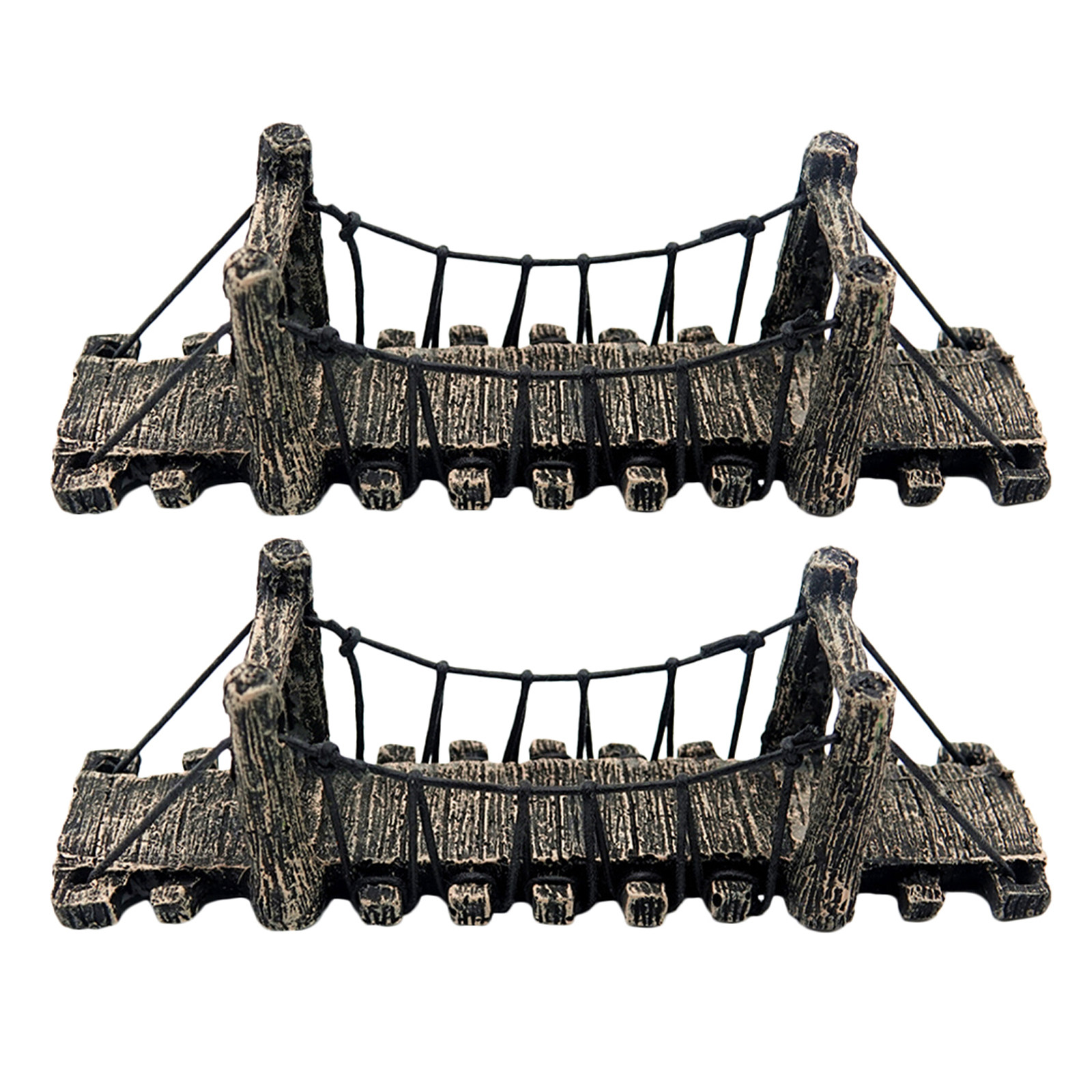 Aquarium Fish Bridge - 2 ชิ้น อุปกรณ์ตกแต่งสวนและตู้ปลา สะพานสำหรับปลาเบต้า ของตกแต่งตู้ปลาและสวนน้ำ