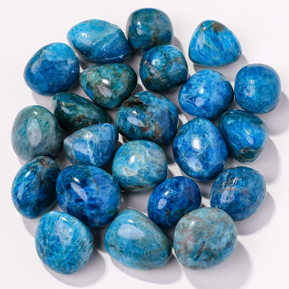 Aquarium Decoration Rock - คริสตัลควอตซ์อะพาไทต์สีฟ้าธรรมชาติและหินกลิ้งบำบัด หินกรวดจำนวนมาก แร่ตัวอย่างอัญมณี ตกแต่งบ้าน ตู้ปลา