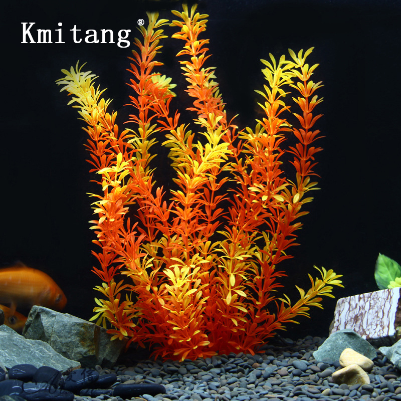 Aquarium Fish Gallery - ต้นไม้เขตร้อนขนาด 100 ซม. หญ้าใต้น้ำเทียมขนาดใหญ่ ต้นไม้ปลอมพลาสติกนุ่มสำหรับตกแต่งตู้ปลาและตู้เลี้ยงปลา