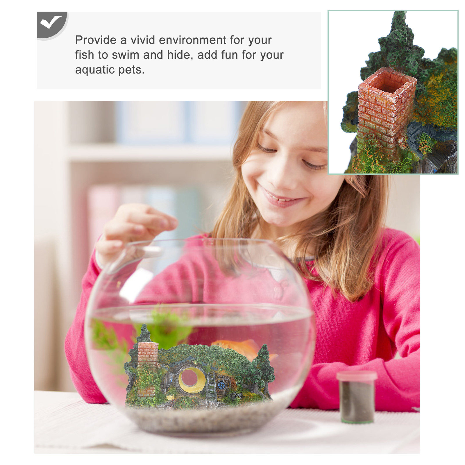 Aquarium Fish Low Maintenance - ของตกแต่งตู้ปลา 1 ชิ้น ทำจากเรซิน ตกแต่งตู้ปลาด้วยฉากธรรมชาติ ปลอดภัยสำหรับปลา