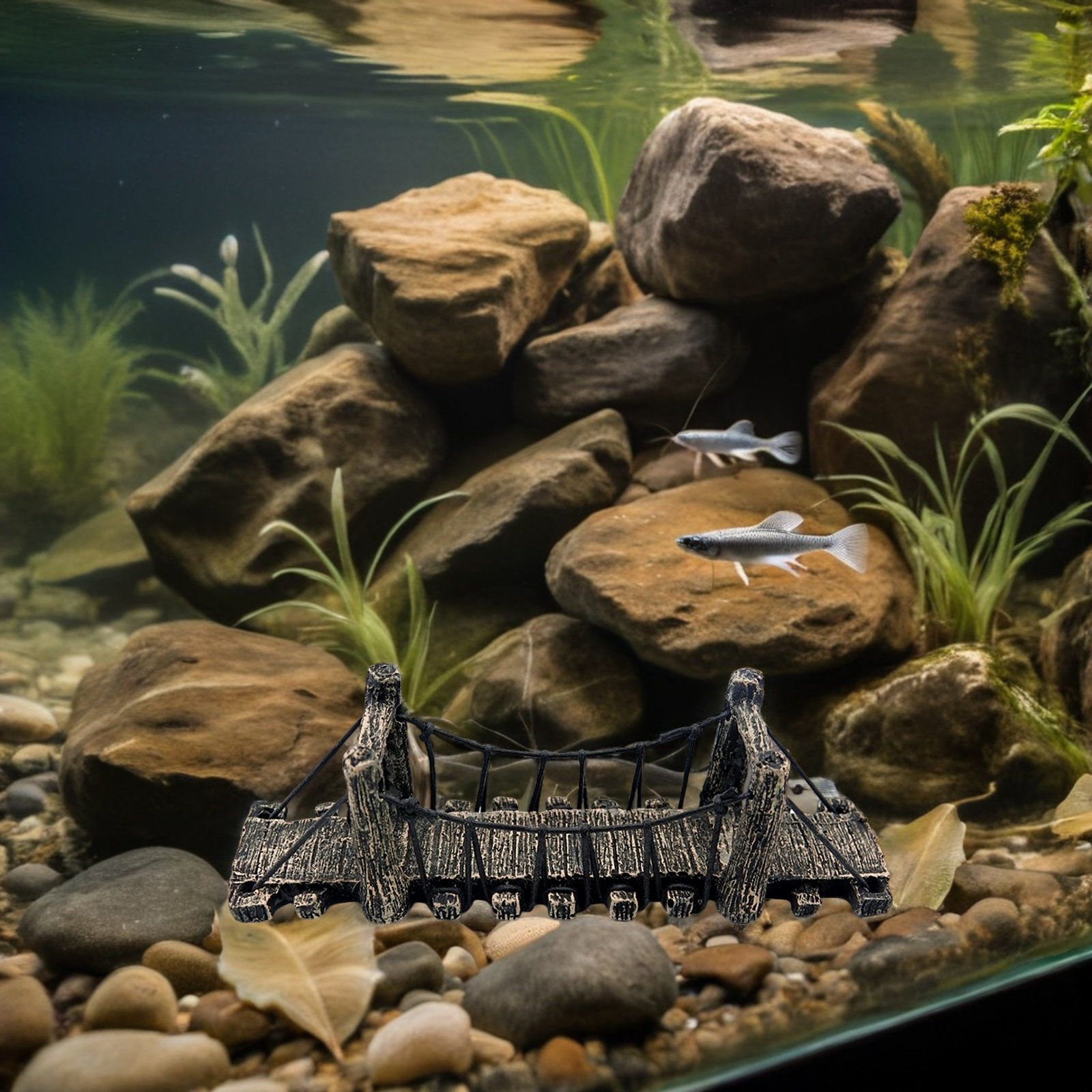2 ชิ้น อุปกรณ์ตกแต่งสวนและตู้ป - Aquarium Fish Bridge บทวิจารณ์และราคา