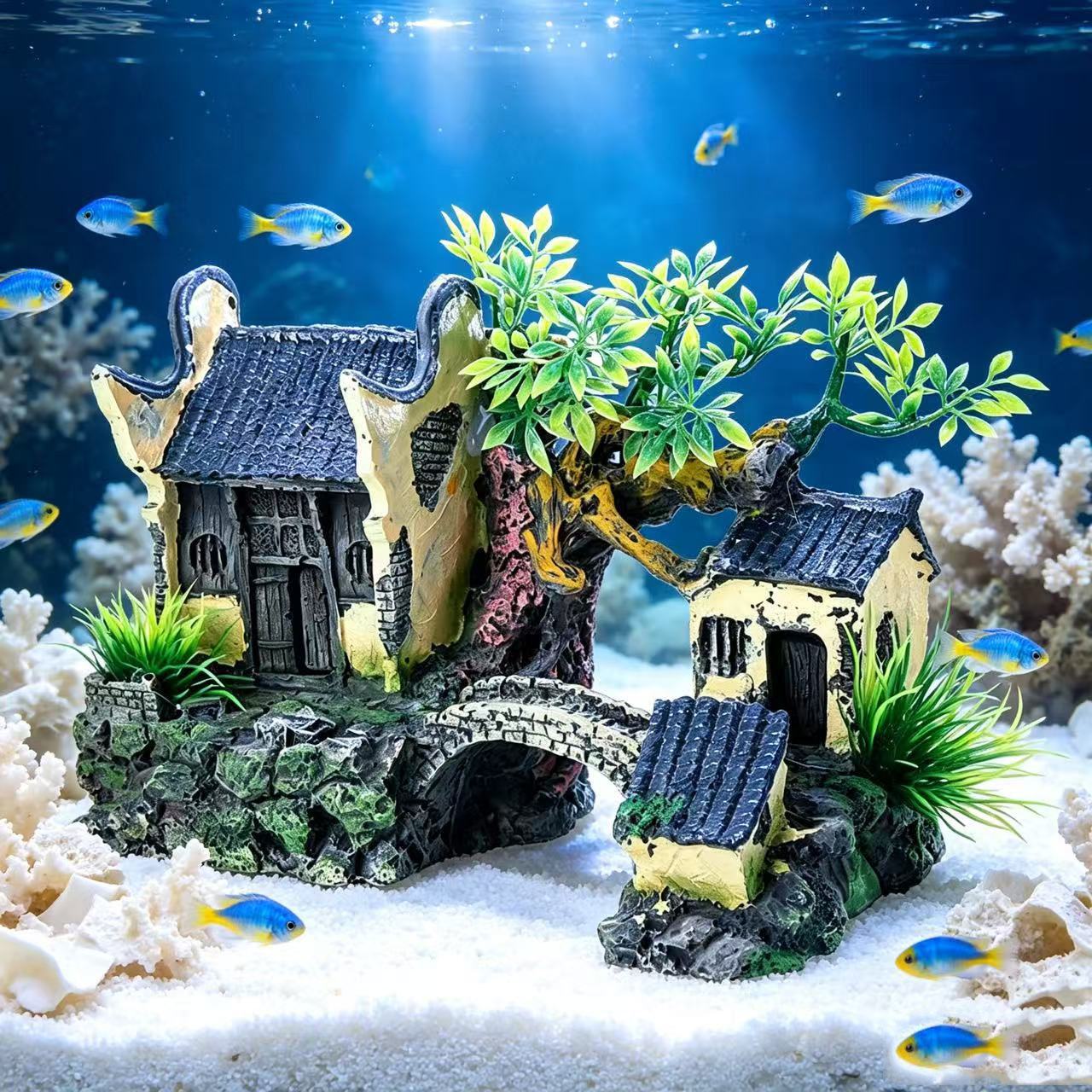 ของตกแต่งตู้ปลา ภูมิทัศน์จำลอง - Aquarium Fish Bridge บทวิจารณ์และราคา