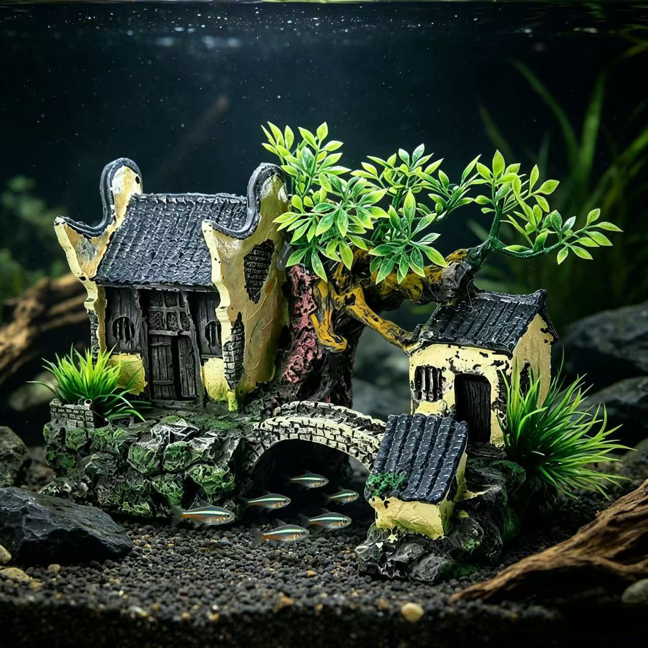 ของตกแต่งตู้ปลา ภูมิทัศน์จำลอง - Aquarium Fish Bridge บทวิจารณ์และราคา